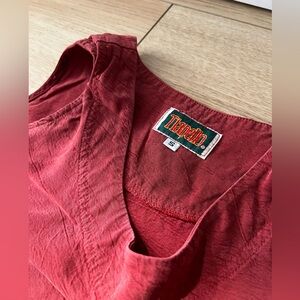 VINTAGE TIANELLO Washed Red Sleeveless Heavyweight Maxi Shift Dress